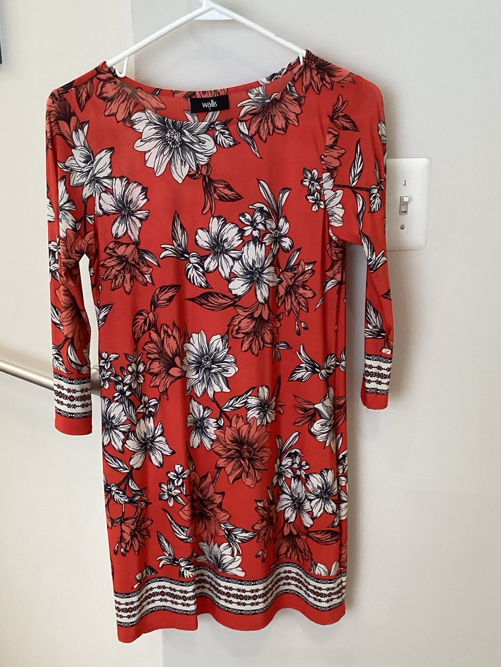 Wallis Orange Floral Long-Sleeve Shift Dress
